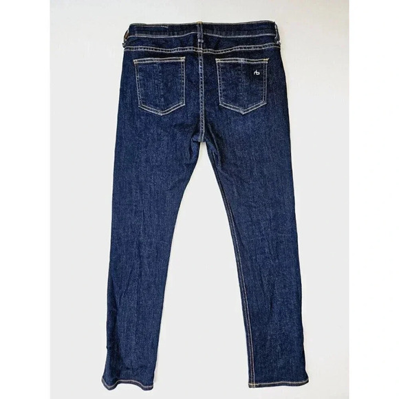 Rag & Bone Size 27X27 Women's Capri Embroidered Pocket Logo Blue Denim Jeans USA - Picture 1 of 13